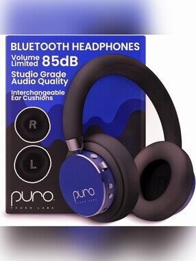Puro Sound Labs Volume Limited Headphones Sapphire Blue Rare Color Built-In Mic